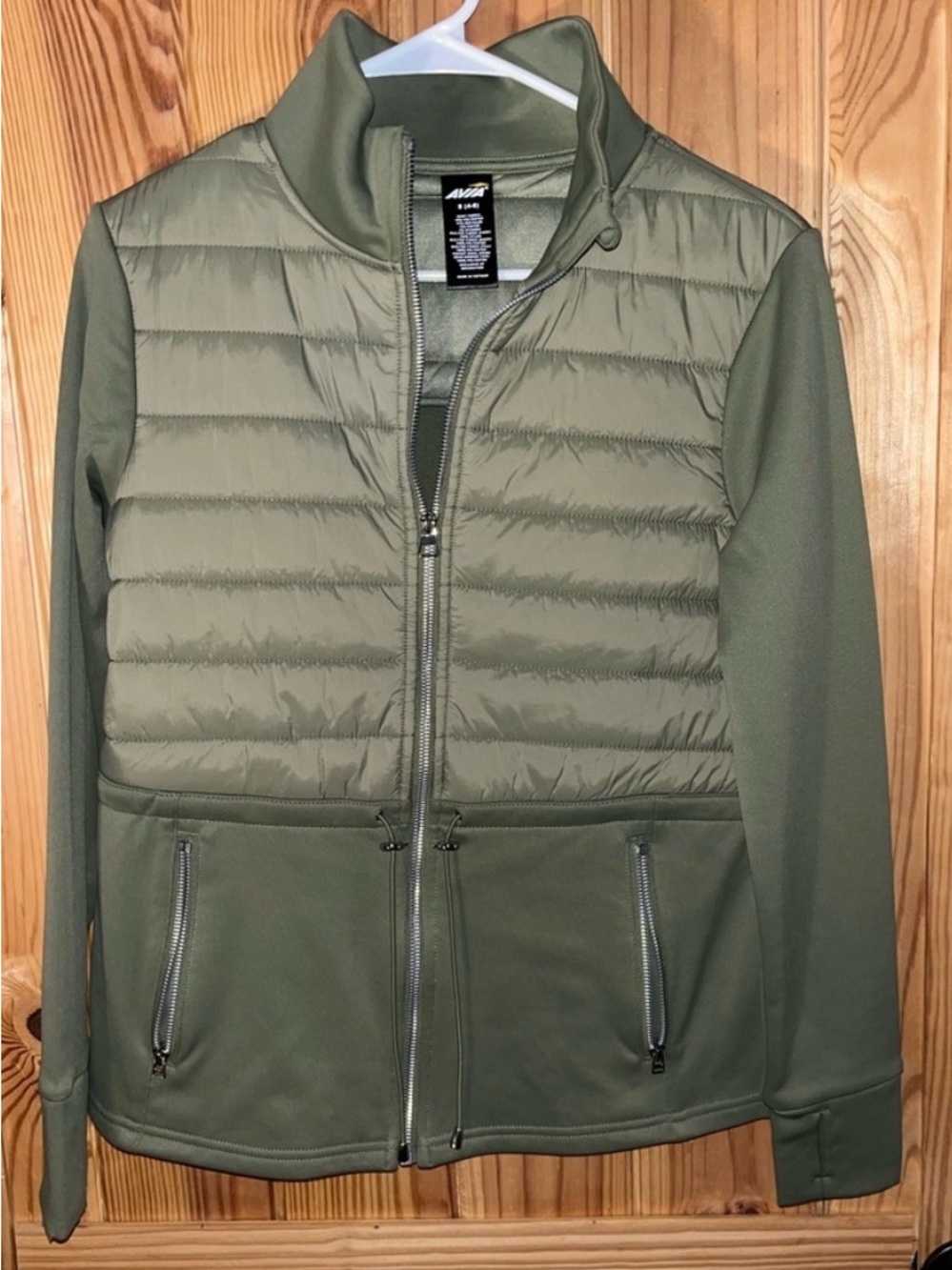 NWT Avia Olive Green Quilted Hybrid Jacket